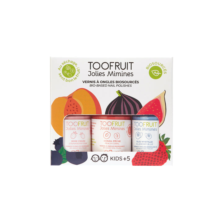 NAIL POLISH SET with 3 bio-based varnishes
  (peach, strawberry, blueberry)